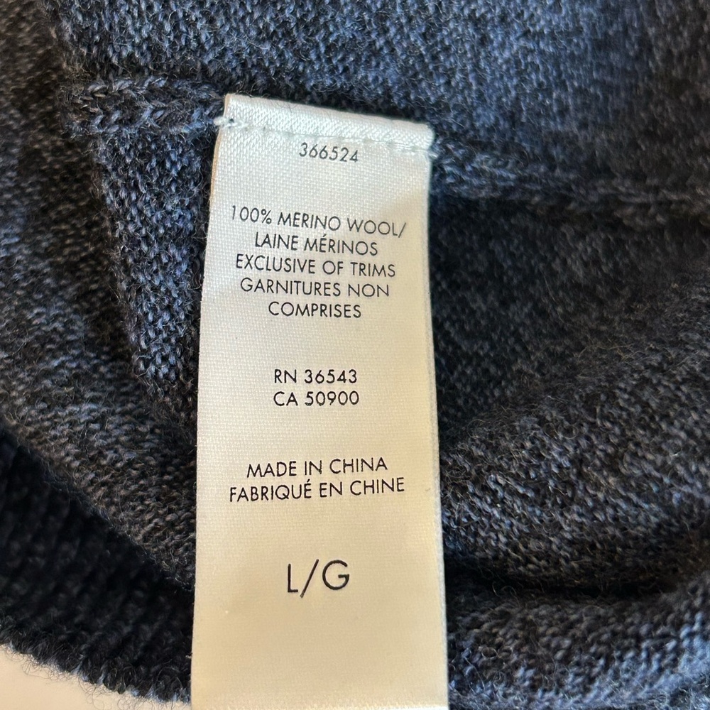 Calvin Klein Men's Navy merino wool V-Neck Sweater - Picture 5 of 7